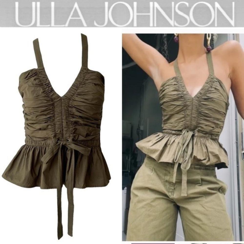 Ulla Johnson Merritt Cotton Peplum Tank Top in Beech Gren sz XS 00 NWT 325$